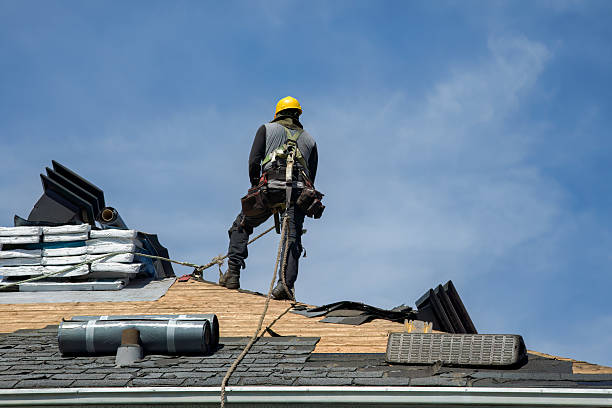 Professional Gutter Installation technician working in Hamilton, MI